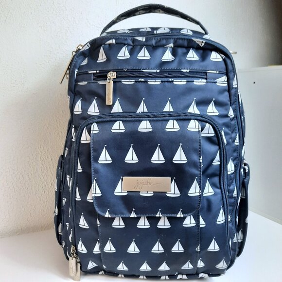 Jujube Diaper Bag Backpack Shoulder Bag Sailboat with Lobster Interior GUC READ - Picture 1 of 12